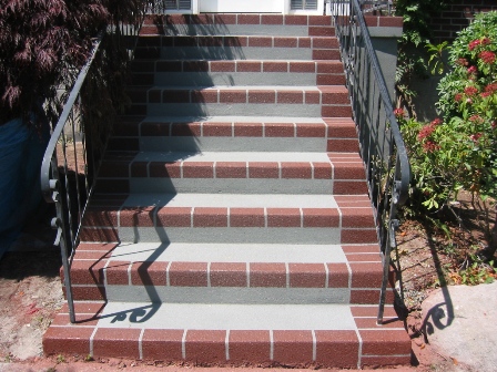 Steps with overlay with brick border pattern